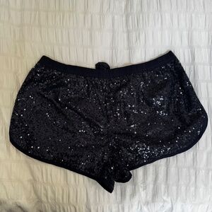 Victoria's Secret Navy Blue Full All Over Sequin Tie Waist Shorts Women Size S